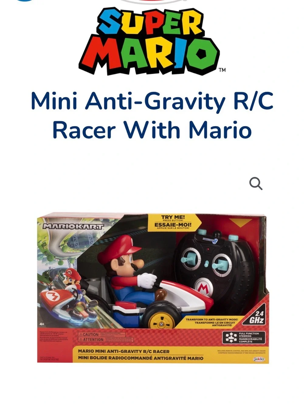 Super Mario Mariokart mini antigravity RC racer, book & 6 stuffies
